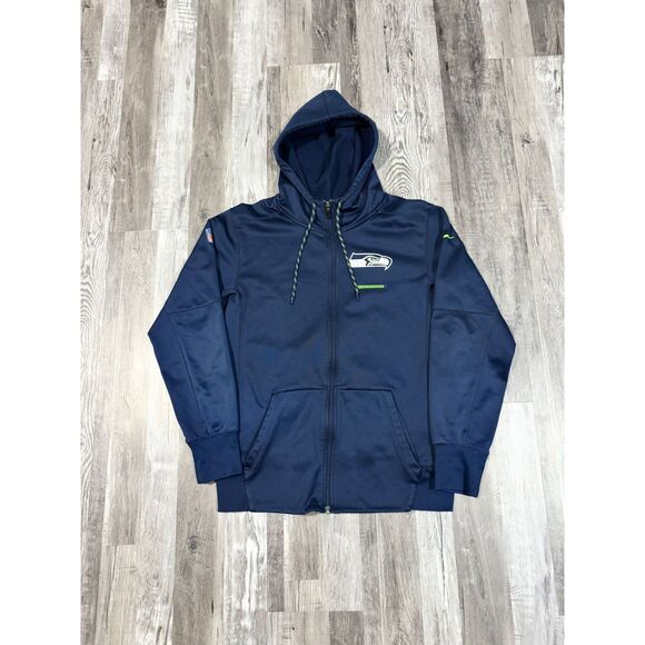 Size Small - Nike Men's On-Field NFL Seattle Seahawks Zip-Up Hoodie - Picture 1 of 5